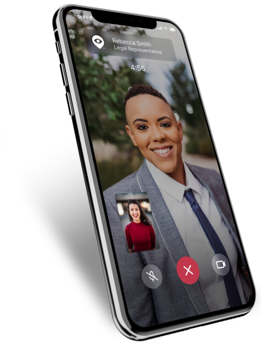 iPhone iWTNS app showing attorney facetime call